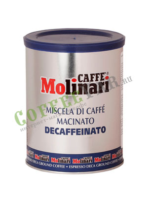 Кофе Molinari молотый Decaffeinato 250 гр ж.б.