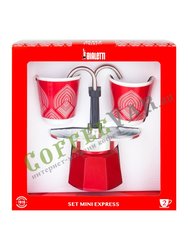 Bialetti Mini Express Набор: к столетию гейзерная кофеварка на 2 чашки + 2 чашки