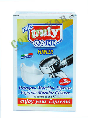 Средство для чистки кофемашин эспрессо PULY CAFF POWDER Plus, порошок, 10 пакетов по 20 гр.